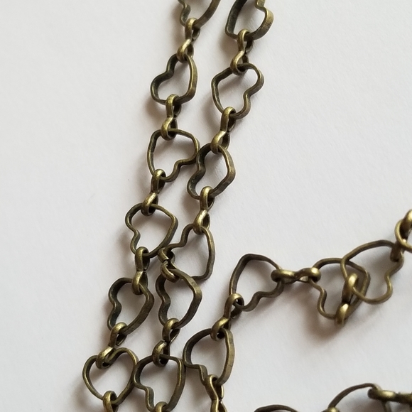 Relisted -Open heart necklace brown bronze tone heart links chain long - Picture 9 of 15